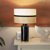 1727 - Lamp and Sack, Velvet and Raffia Shade (66cm height) Gold base flat design.