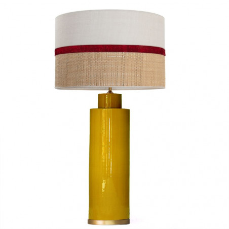 1725 - Large lamp with golden base and Linen Shade (78cm height) 1725 - Large lamp with golden base and Linen Shade (78cm height)