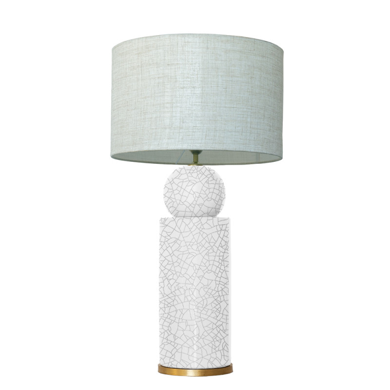 1837 - Lamp and Linen Shade (77cm height) Gold base flat design.