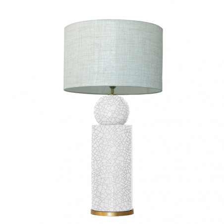 1837 - Lamp and Linen Shade (77cm height) Gold base flat design.