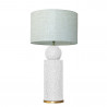 1837 - Lamp and Linen Shade (77cm height) Gold base flat design.