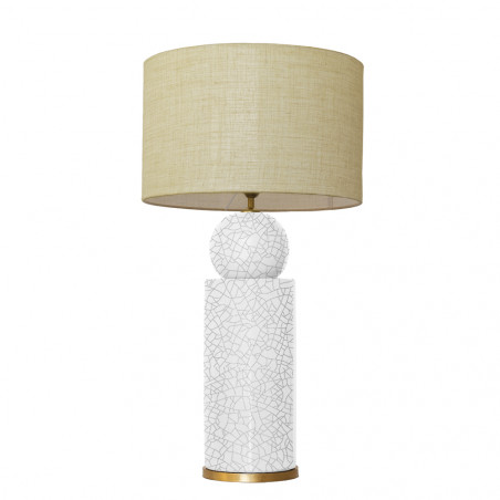 1837 - Lamp and Linen Shade (77cm height) Gold base flat design.