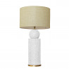 1837 - Lamp and Linen Shade (77cm height) Gold base flat design.