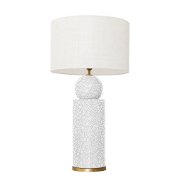 1837 - Lamp and Linen Shade (77cm height) Gold base flat design.