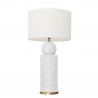 1837 - Lamp and Linen Shade (77cm height) Gold base flat design.