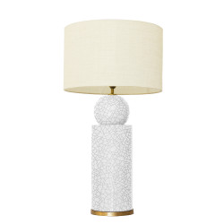 1837 - Lamp and Linen Shade (77cm height) Gold base flat design.