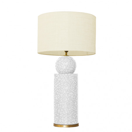 1837 - Lamp and Linen Shade (77cm height) Gold base flat design.