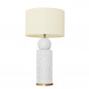 1837 - Lamp and Linen Shade (77cm height) Gold base flat design.