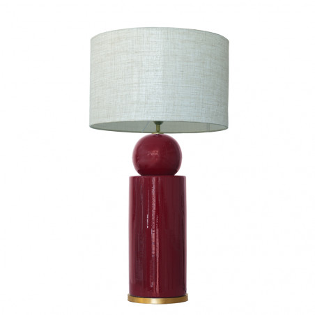 1837 - Lamp and Linen Shade (77cm height) Gold base flat design.