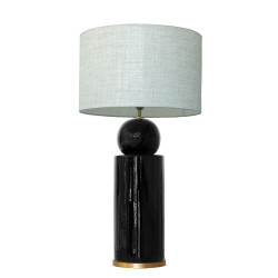 1837 - Lamp and Linen Shade (77cm height) Gold base flat design.