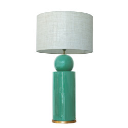 1837 - Lamp and Linen Shade (77cm height) Gold base flat design.