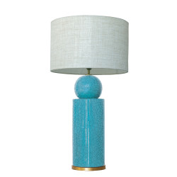 1837 - Lamp and Linen Shade (77cm height) Gold base flat design.