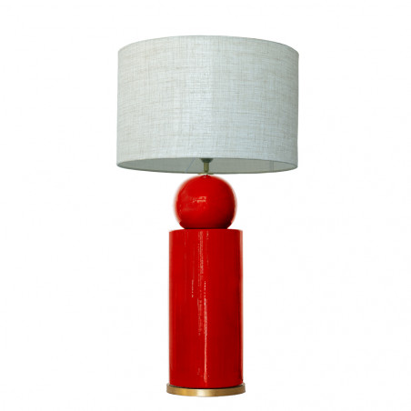 1837 - Lamp and Linen Shade (77cm height) Gold base flat design.