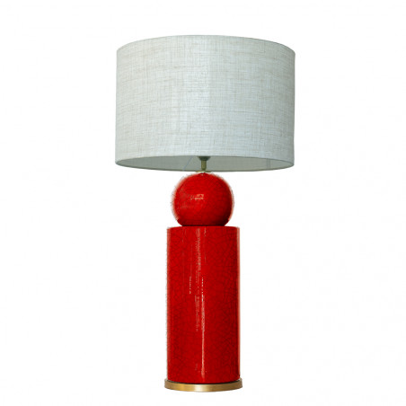 1837 - Lamp and Linen Shade (77cm height) Gold base flat design.