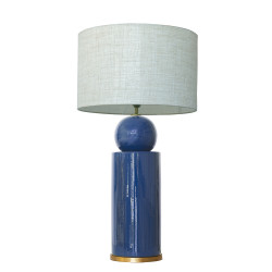 1837 - Lamp and Linen Shade (77cm height) Gold base flat design.