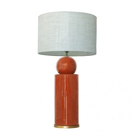 1837 - Lamp and Linen Shade (77cm height) Gold base flat design.