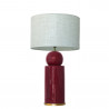 1838 - Ceramic lamp, Linen style shade and gold coloured base (67cm height)