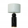 1838 - Ceramic lamp, Linen style shade and gold coloured base (67cm height)