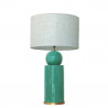 1838 - Ceramic lamp, Linen style shade and gold coloured base (67cm height)