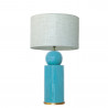 1838 - Ceramic lamp, Linen style shade and gold coloured base (67cm height)