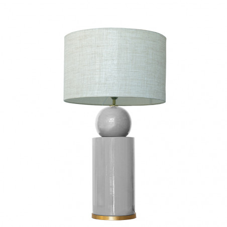 1838 - Ceramic lamp, Linen style shade and gold coloured base (67cm height)