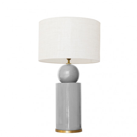 1838 - Ceramic lamp, Linen style shade and gold coloured base (67cm height)