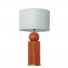 1838 - Ceramic lamp, Linen style shade and gold coloured base (67cm height)