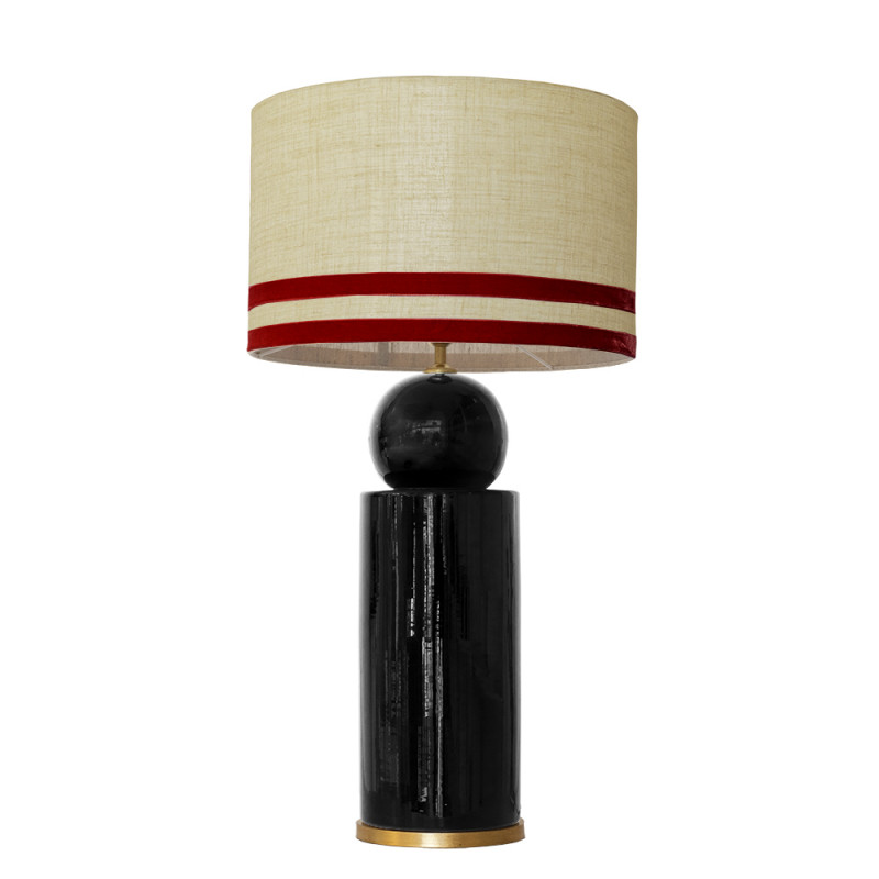 1837 - Lamp and Linen Svel Gris Piedra, velvet, gold base (77cm height).