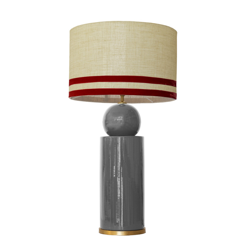 1837 - Lamp and Linen Svel Gris Piedra, velvet, gold base (77cm height).