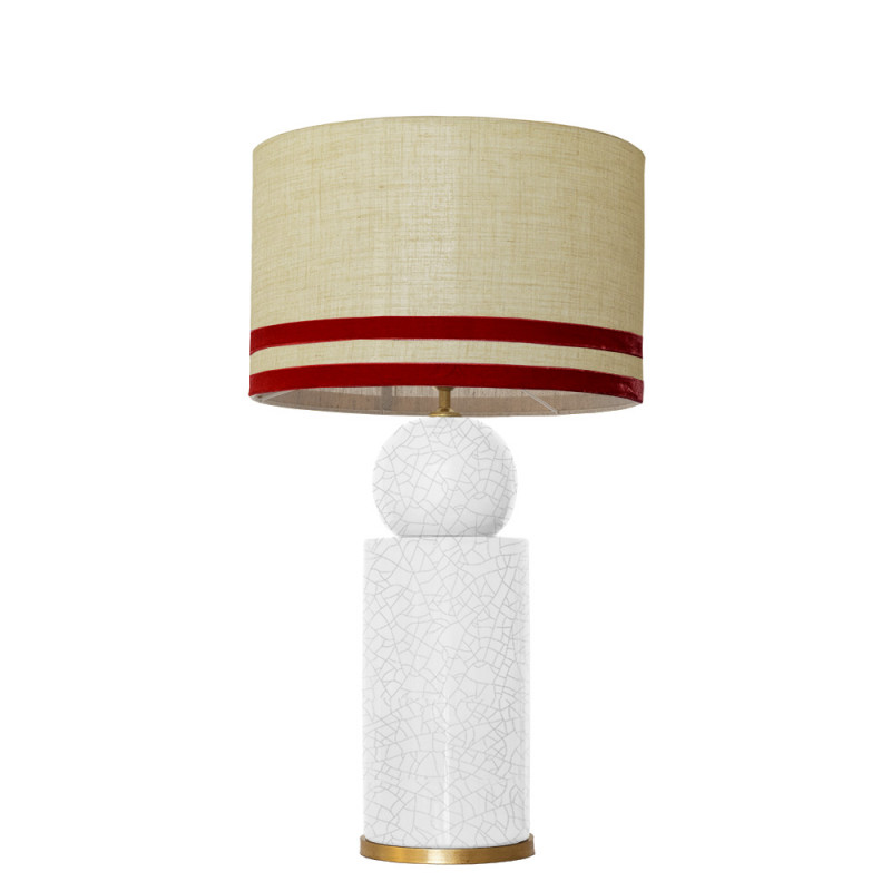 1838 - Lamp and Linen Stone Grey, velvet, gold base (67cm height).