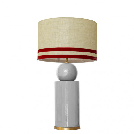 1838 - Lamp and Linen Stone Grey, velvet, gold base (67cm height).