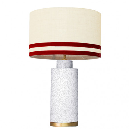 1727 - Lamp and Svel Toasted Linen Shade with velvet stripes(67cm height) Gold base flat design.