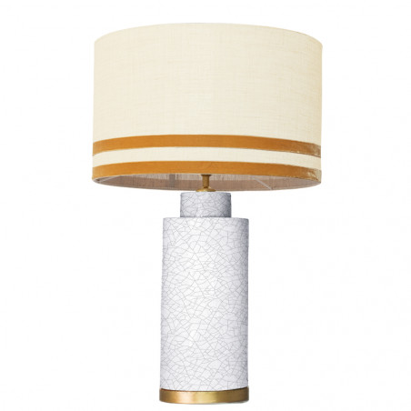 1727 - Lamp and Svel Toasted Linen Shade with velvet stripes(67cm height) Gold base flat design.