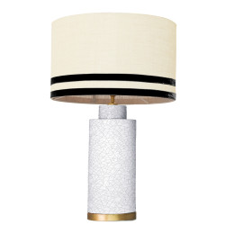 1727 - Lamp and Svel Toasted Linen Shade with velvet stripes(67cm height) Gold base flat design.