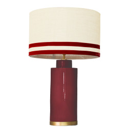 1727 - Lamp and Svel Toasted Linen Shade with velvet stripes(67cm height) Gold base flat design.