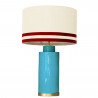 1727 - Lamp and Svel Toasted Linen Shade with velvet stripes(67cm height) Gold base flat design.