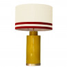 1727 - Lamp and Svel Toasted Linen Shade with velvet stripes(67cm height) Gold base flat design.