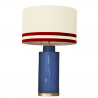 1727 - Lamp and Svel Toasted Linen Shade with velvet stripes(67cm height) Gold base flat design.