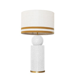 1838 - Lamp and Linen Svel White Shade, velvet, gold base (67cm height).