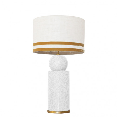 1838 - Lamp and Linen Svel White Shade, velvet, gold base (67cm height).