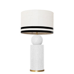 1838 - Lamp and Linen Svel White Shade, velvet, gold base (67cm height).