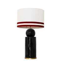 1838 - Lamp and Linen Svel White Shade, velvet, gold base (67cm height).