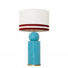1838 - Lamp and Linen Svel White Shade, velvet, gold base (67cm height).