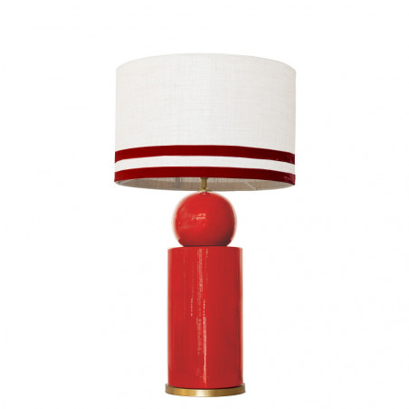 1838 - Lamp and Linen Svel White Shade, velvet, gold base (67cm height).