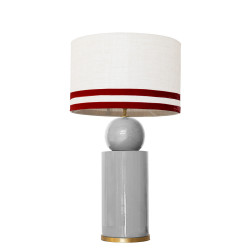 1838 - Lamp and Linen Svel White Shade, velvet, gold base (67cm height).