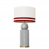 1838 - Lamp and Linen Svel White Shade, velvet, gold base (67cm height).