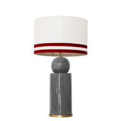 1838 - Lamp and Linen Svel White Shade, velvet, gold base (67cm height).