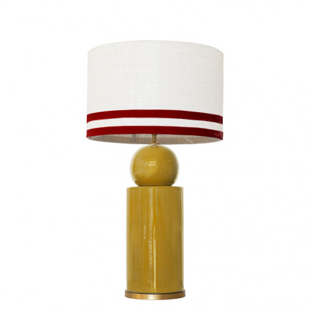 1838 - Lamp and Linen Svel White Shade, velvet, gold base (67cm height).