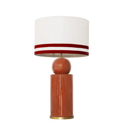 1838 - Lamp and Linen Svel White Shade, velvet, gold base (67cm height).