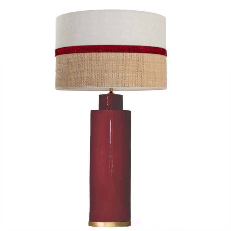 1725 - Large lamp with golden base and Rafia Shade (80cm height)